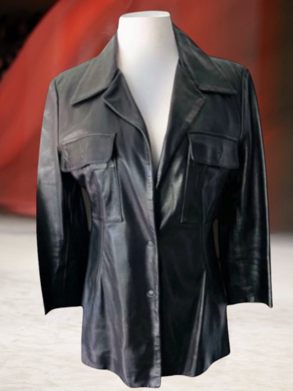 DOLCE & GABBANA Leather Silk Lined Jacket Coat Size 46